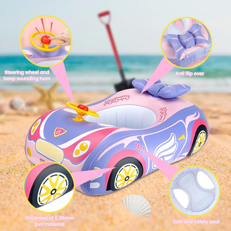 RADSHSP Baby Pool Float 3D Car Baby Floaties for Toddlers 12-48 Months Heavy Duty Infant Swim Float Toddlers Pool Floats Kids Swim Floaties Swimming Pool Floats for 1-4 Years Toddler Floaties for Boys & Girls - Image 3